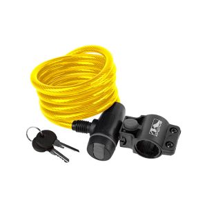 Messingschlager Spiral cable lock (180cm | ø10mm | Clip-On Holder | yellow)