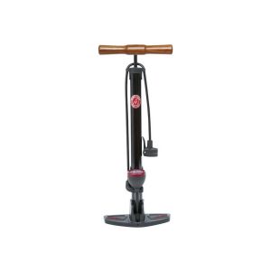 BIKE PARTS Foot pump Retro Pressure with wooden handle including manometer