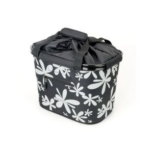 BIKE PARTS BlueBird handlebar basket bag with QR holder flowers (20 litres / black)